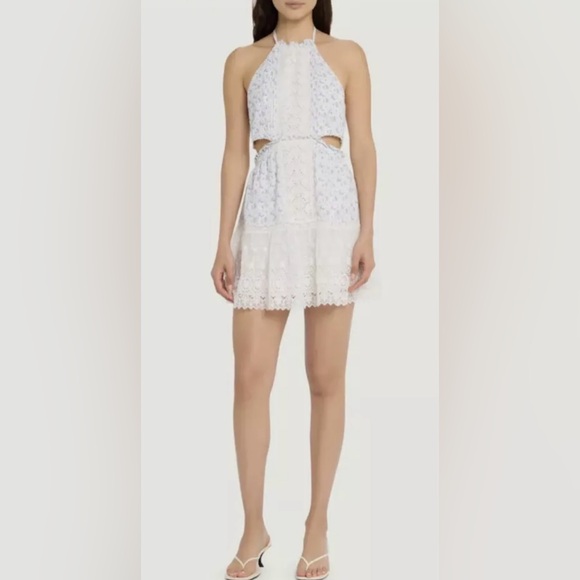 NWT LoveShackFancy KESIA Embroidered Lace Halter Floral Midi Dress Size M - Picture 3 of 8